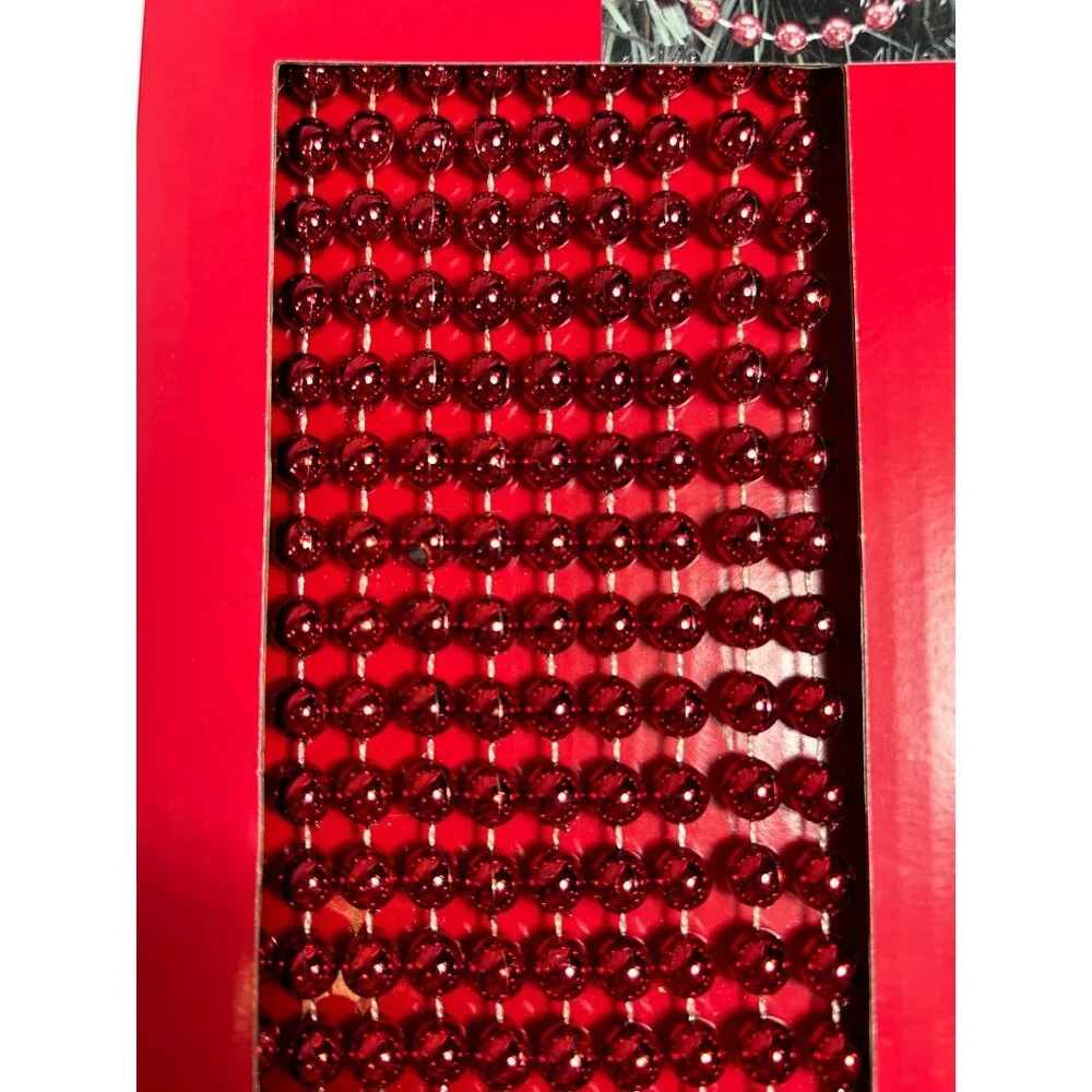 18 Ft Garland Red Plastic Beaded Decoration String Christmas Tree Decoration New